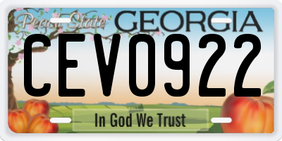 GA license plate CEV0922