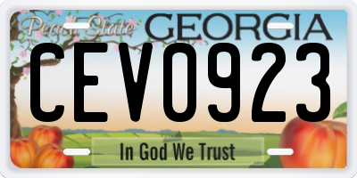 GA license plate CEV0923