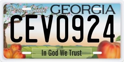 GA license plate CEV0924