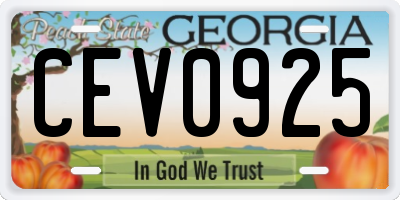 GA license plate CEV0925