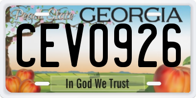 GA license plate CEV0926