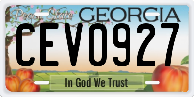 GA license plate CEV0927