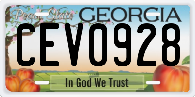 GA license plate CEV0928