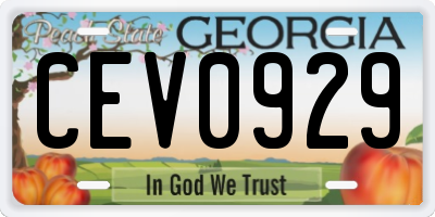GA license plate CEV0929