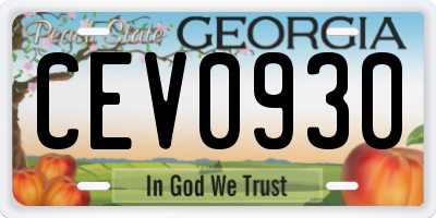 GA license plate CEV0930