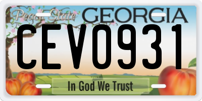 GA license plate CEV0931