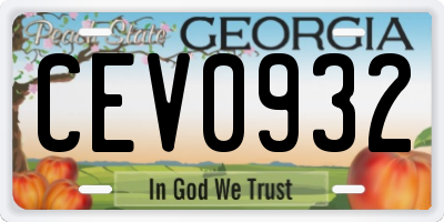 GA license plate CEV0932