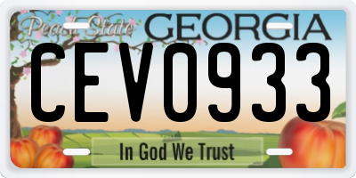 GA license plate CEV0933