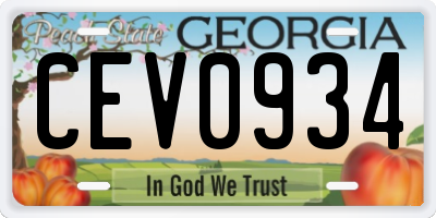 GA license plate CEV0934