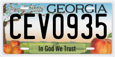 GA license plate CEV0935
