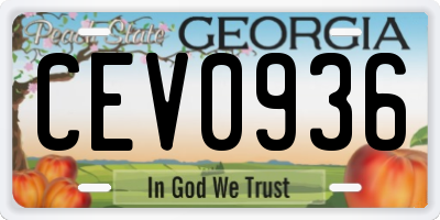 GA license plate CEV0936