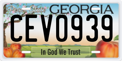 GA license plate CEV0939