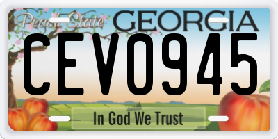 GA license plate CEV0945