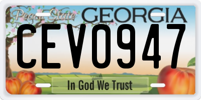 GA license plate CEV0947