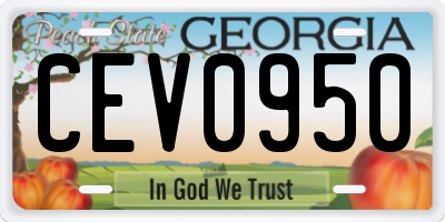 GA license plate CEV0950