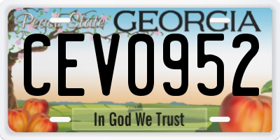 GA license plate CEV0952