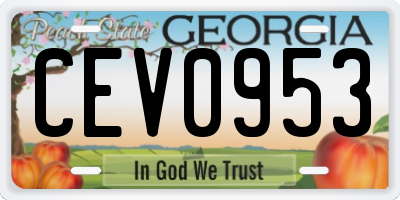GA license plate CEV0953