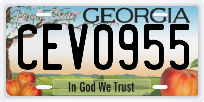 GA license plate CEV0955