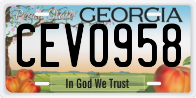 GA license plate CEV0958