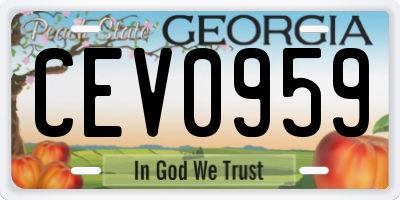 GA license plate CEV0959