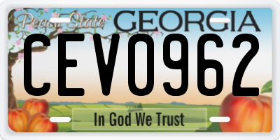 GA license plate CEV0962