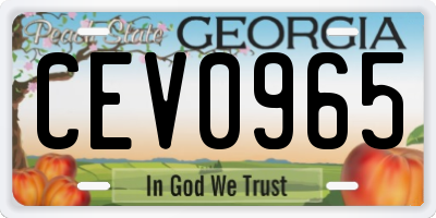 GA license plate CEV0965