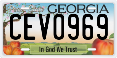 GA license plate CEV0969