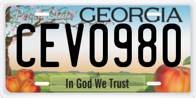 GA license plate CEV0980