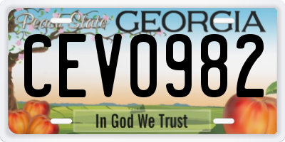 GA license plate CEV0982
