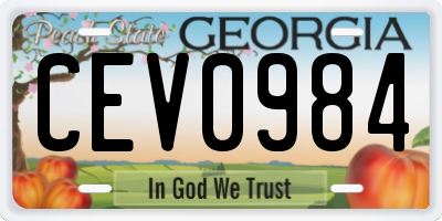 GA license plate CEV0984