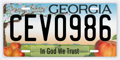 GA license plate CEV0986