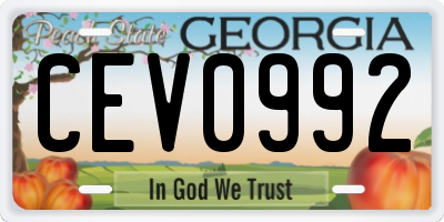 GA license plate CEV0992