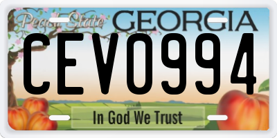GA license plate CEV0994