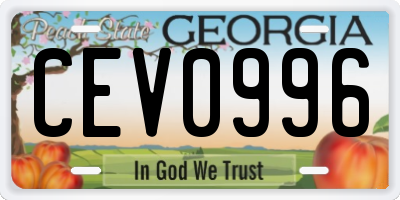 GA license plate CEV0996