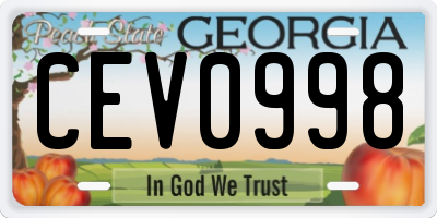 GA license plate CEV0998