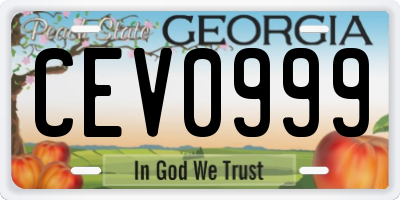 GA license plate CEV0999