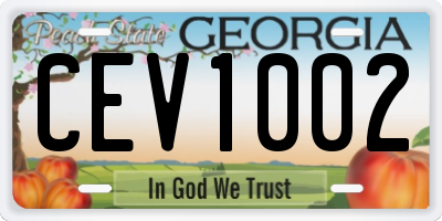 GA license plate CEV1002