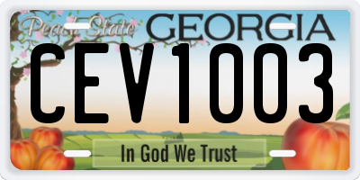 GA license plate CEV1003
