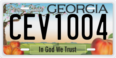 GA license plate CEV1004