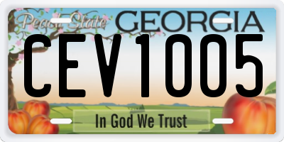 GA license plate CEV1005