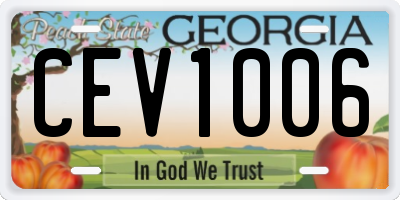 GA license plate CEV1006