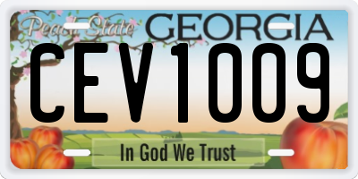 GA license plate CEV1009