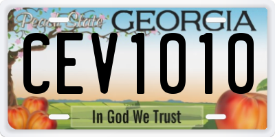 GA license plate CEV1010