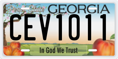 GA license plate CEV1011