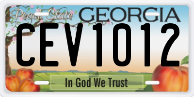 GA license plate CEV1012