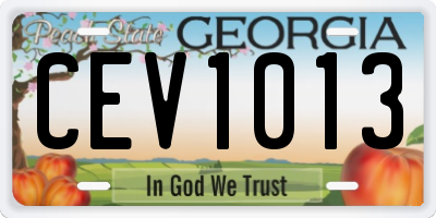 GA license plate CEV1013