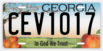 GA license plate CEV1017