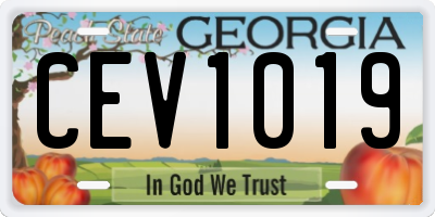 GA license plate CEV1019