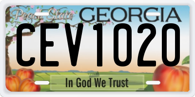 GA license plate CEV1020