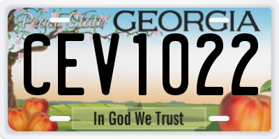 GA license plate CEV1022